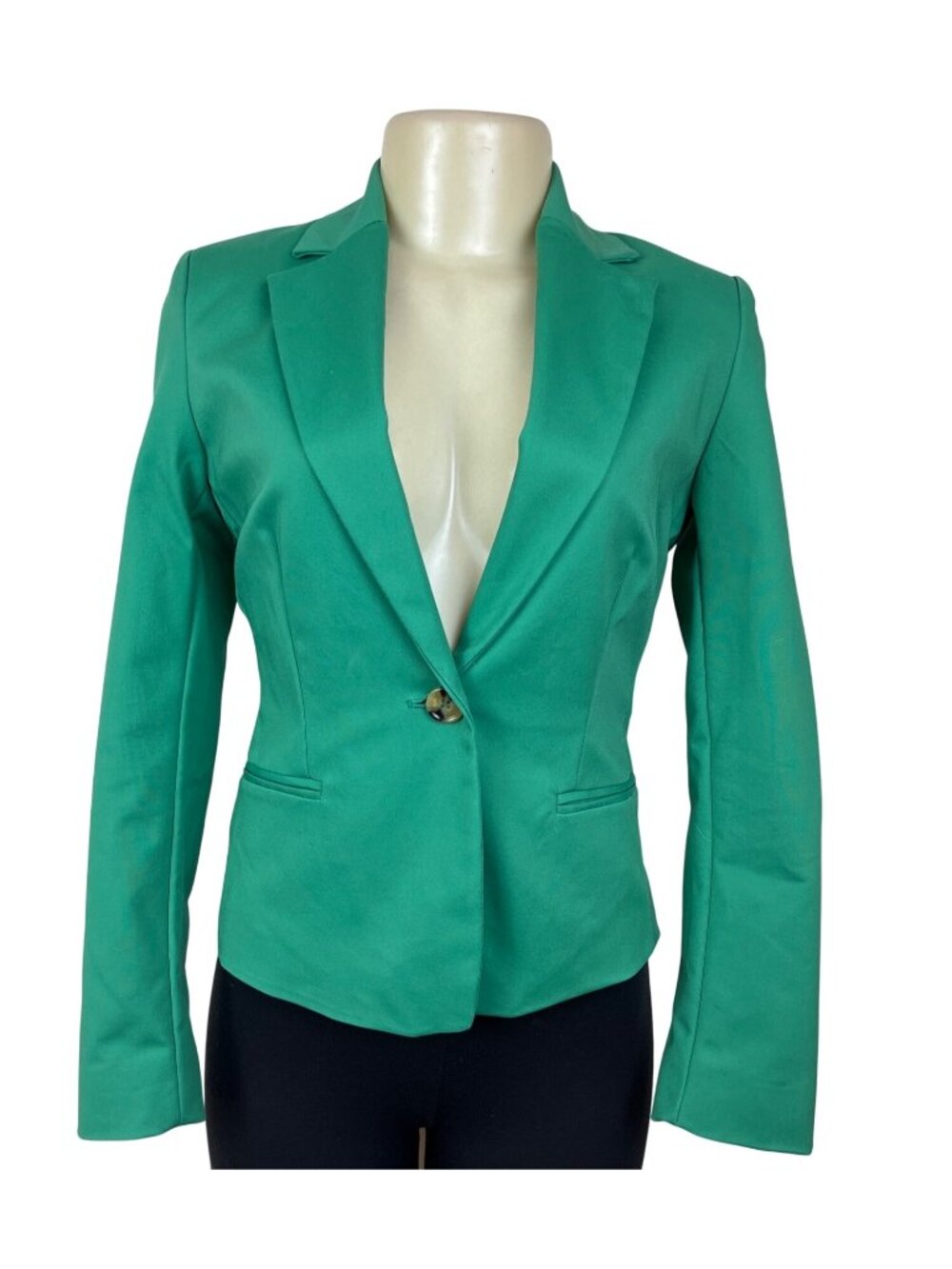 MNG Women’s Emerald Green Blazer With Single-Button Closure Sz 2 - New